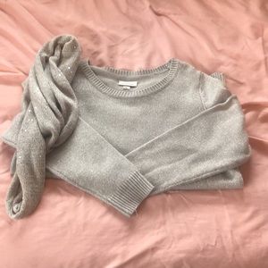 Avenue Silver Sparkle Sweater With Matching Scarf